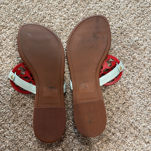 Tory Burch Miller Sandal Sea Bubble /Triple Red /Rust - Picture 4 of 6